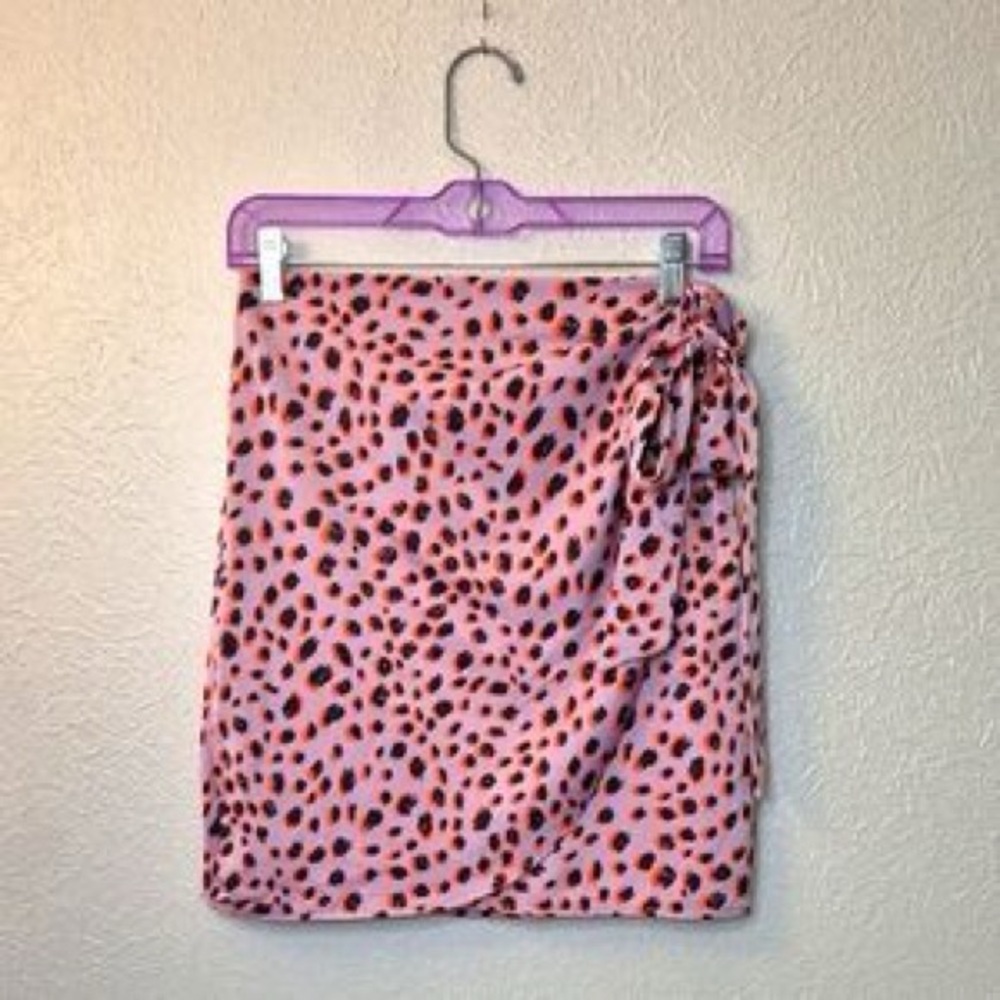 Vici Purple with Orange and Black spots Wrap Mini Skirt
